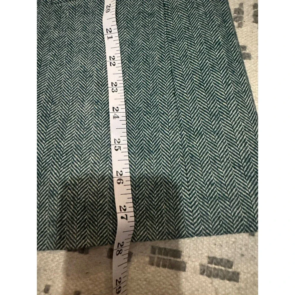 J. Crew Blazer Jacket Women's 16 Green Herringbone One Button Linen Cotton